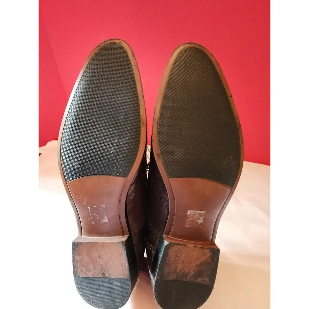 Asos Mens Brown Leather Lace Up Wing Tip Oxford Dress Shoes Size 9